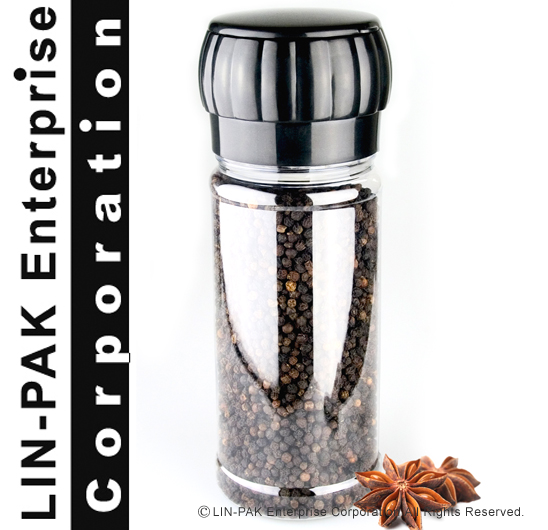 (480ml) Round shape spice PET jar with fancy spice grinder