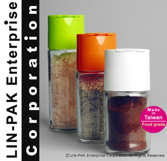 (60ml, 80ml, 100ml) Cylinder 2 flaps flip cap( flip top cap, shaker) with Spice glass jar