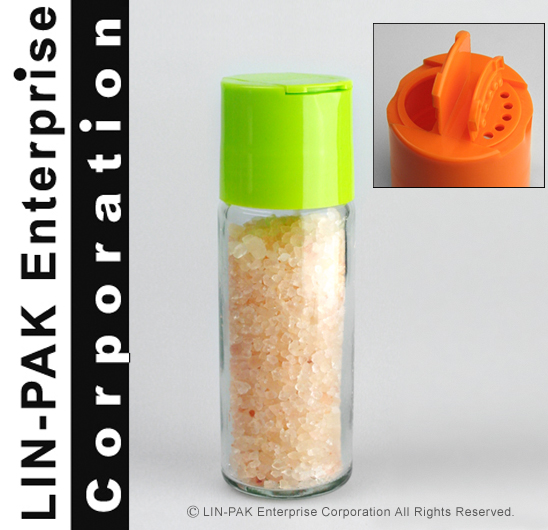 (100ml) Cylinder 2 flaps flip cap( flip top cap, shaker) with Spice glass jar